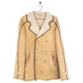 Casaco de lã de ovelha de couro duplo Prada AW05 Bege