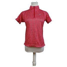 Polo à pois vintage Courreges rouge et blanc M Rouge