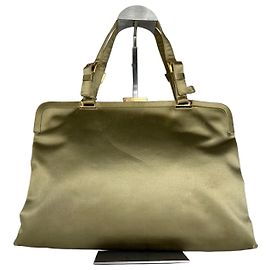 Bolsa de mão vintage Prada com aba verde e dourada Verde