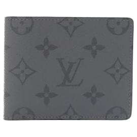 Louis Vuitton Monogram Eclipse Reverse Slender Bill Geldbörse Grau