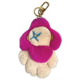 Chaveiro de pelúcia Louis Vuitton Rosa Bege