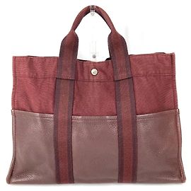 Borsa Tote MM in Pelle Mezza Hermès Bordò