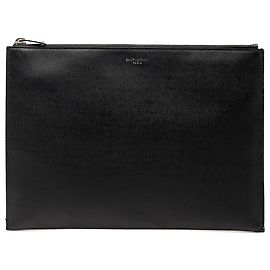 Clutch zíper em grão de pó preto Saint Laurent Preto