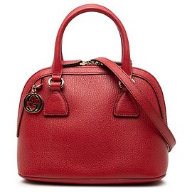 Bolsa de couro vermelho GG Charm da Gucci, mini, em forma de cúpula Vermelho