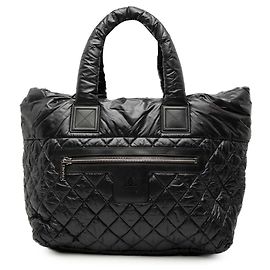 Chanel Black Medium Quilted Nylon Reversible Coco Cocoon Tote Black