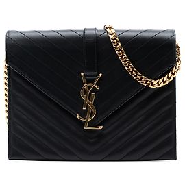 Borsa a tracolla classica in pelle di vitello nera a zigzag Monogram Saint Laurent Nero