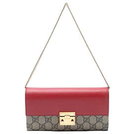 Gucci Beige GG Supreme Padlock Wallet On Chain Beige