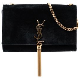 Saint Laurent Black Medium Suede Monogram Kate Tassel Crossbody Black