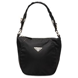 Prada Black Tessuto Braided Handbag Black