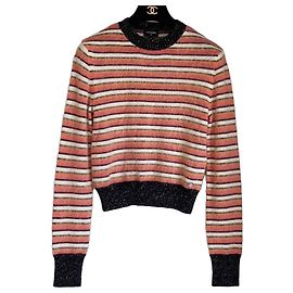 Suéter de malha listrado Chanel Preto Rosa Branco Amarelo