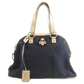 Yves Saint Laurent Muse Canvas Handbag Black