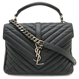 Bolsa de couro Yves Saint Laurent College Preto