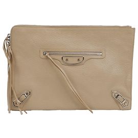 Balenciaga Classic Metallic Edge Medium Clutch Brown