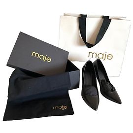 Escarpins Maje en cuir noir taille 38 Noir