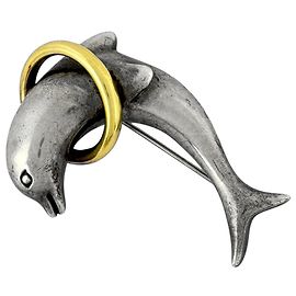 Tiffany & Co. Delfin-Motiv Brosche Silber