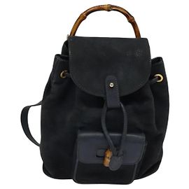 Gucci Gucci bamboo backpack daim mini Navy blue