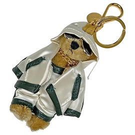 Prada Teddy Bear Bag Charm Keychain Brown Golden