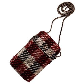Borsa a tracolla in tweed Chanel Nero Bianco Rosso D'oro