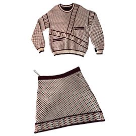 Chanel Strickset - Pullover und Rock Weiß Rot Blau Andere