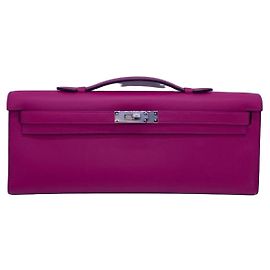 Hermès Couro swift rosa claro Kelly Roxo escuro