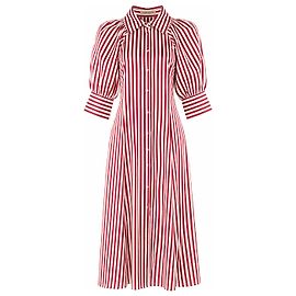 Autre Marque Maggie Marilyn Seiden Hemdkleid gestreift rot weiß Weiß Rot