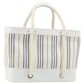 BURBERRY Hand Bag Canvas White Silver Auth YKZ477 Silvery White