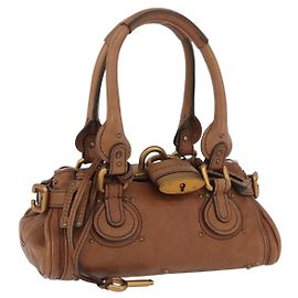 Chloé Paddington Mini Handtasche Leder Braun Silber Gold Auth am11269SAV Braun Silber Golden