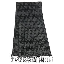 FENDI Sciarpa in Tela Zucca Nera Auth 174658A Nero