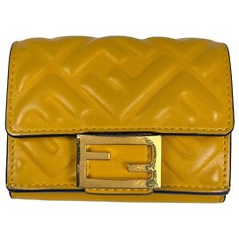 Fendi Baguette Micro Tri-fold Leather Wallet Yellow