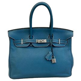 Hermès Birkin 35 em couro Togo Azul Jean com paládio Azul