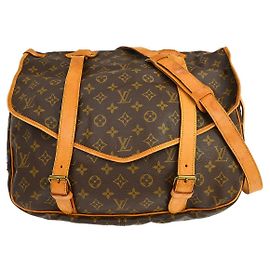 Bolsa Saumur Louis Vuitton em canvas Monogram 43 Marrom