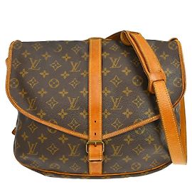 Borsa Saumur Louis Vuitton in tela Monogram 35 Marrone