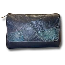 Prada Blue Leather Clutch Blue