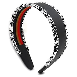 Hermès Hermes Swift Silk Sellier Grace Hair Accessory Headband Black White