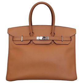 Hermès Hermes Birkin Handbag Brown Vache Liegee with Palladium Hardware 35 Brown