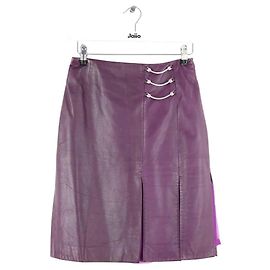 Saia de couro roxa Versace Roxo