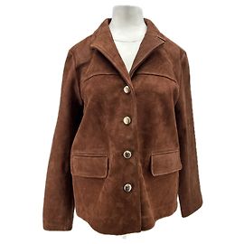 Maje Brown Suede Jacket Beige