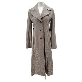 Courreges Abrigo largo beige a cuadros Beige