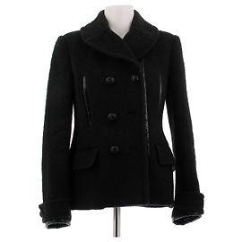 Paco Rabanne Black Wool Short Coat Black
