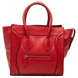 Céline Bolsa de viagem Luggage em micro couro de bezerro vermelho Celine Vermelho
