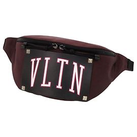 Valentino Red Nylon and Leather VLTN Rockstud Belt Bag Red Dark red