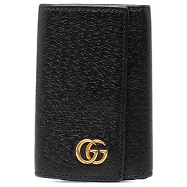 Étui à clés en cuir noir GG Marmont de Gucci Noir