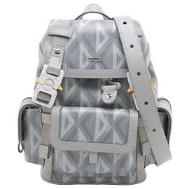 Sac à dos CD Diamond Hit The Road en toile enduite grise Dior Marron