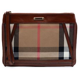 Burberry Braune Explodierte Karomuster Canvas Clutch Braun Hellbraun