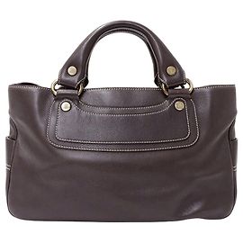 Céline Bolsa de couro marrom escuro Celine Castanho escuro