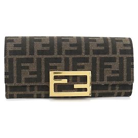 Fendi Brown Jacquard Long Wallet Brown