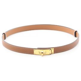 Cinto Kelly Hermès em couro Epsom Marrom Dourado