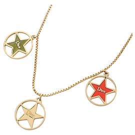 Collana con Logo Stella Dior Circle di Christian Dior Rosso D'oro Verde