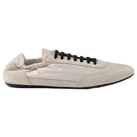 Prada Lina Nylon- und Wildleder-Sneaker Collapse Weiß