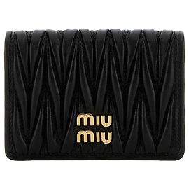 Miu Miu Tarjetero de cuero Nappa Negro